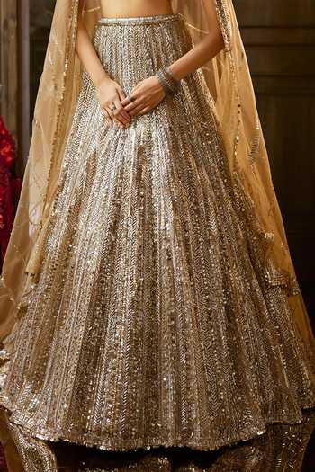 Buy Seema Gujral Gold Net Sweetheart Neck Embroidered Bridal Lehenga Set Online at Aza Fashions Buy_Seema Gujral_Gold Net Sweetheart Neck Embroidered Bridal Lehenga Set _Online_at_Aza_Fashions