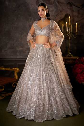 Buy Seema Gujral Purple Net Sweetheart Neck Sequin Embellished Bridal Lehenga Set Online at Aza Fashions Buy_Seema Gujral_Purple Net Sweetheart Neck Sequin Embellished Bridal Lehenga Set _Online_at_Aza_Fashions