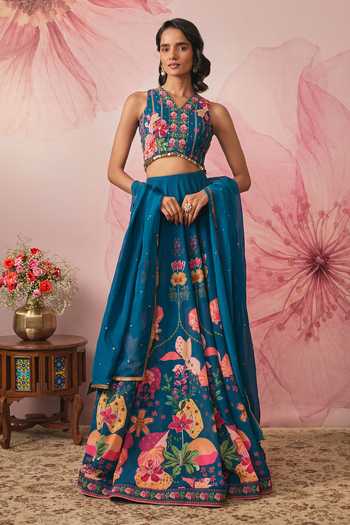Vana Ethnics Midnight Blue Printed Lehenga Set