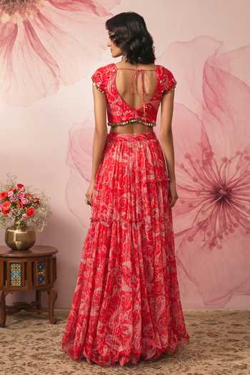 Vana Ethnics Paisley Print Gathered Lehenga Set