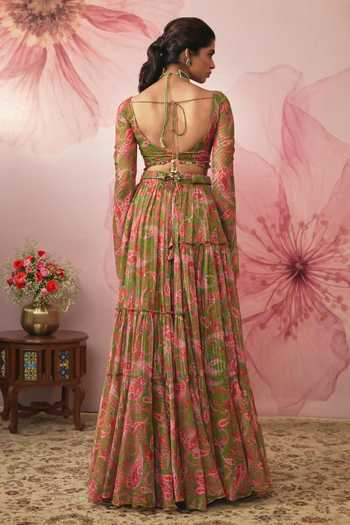 Vana Ethnics Paisley Print Gathered Lehenga Set