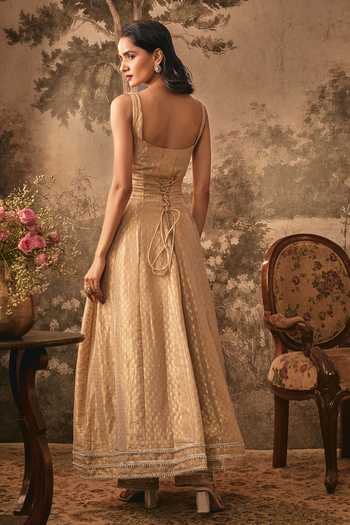 Vana Ethnics Muted Gold Embellished Anarkali Set