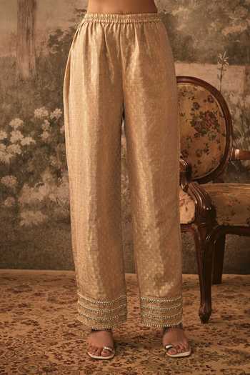 Shop Vana Ethnics Gold Tissue, Jacquard Scoop Neck Muted Embellished Anarkali Set Online at Aza Fashions Shop_Vana Ethnics_Gold Tissue, Jacquard Scoop Neck Muted Embellished Anarkali Set _Online_at_Aza_Fashions