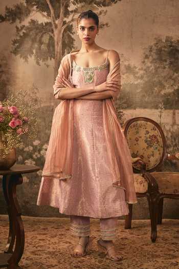 Vana Ethnics Blush Pink Tissue Anarkali Set