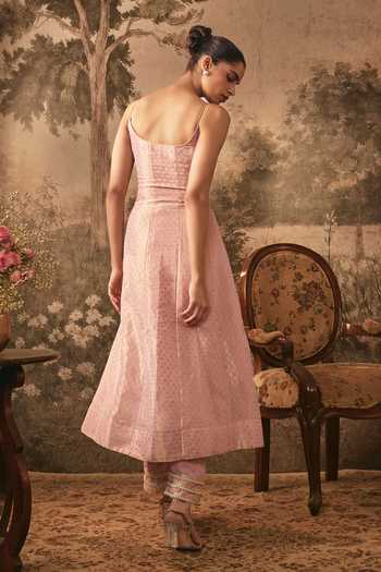 Vana Ethnics Blush Pink Tissue Anarkali Set