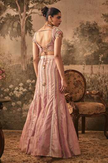 Vana Ethnics Dusty Rose Metallic Tissue Lehenga Set
