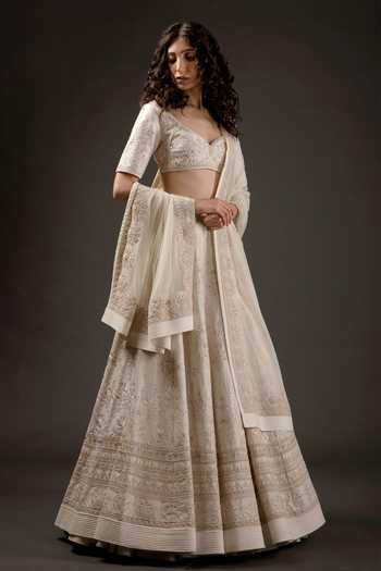 Rohit Bal Chanderi Silk Embroidered Bridal Lehenga Set 