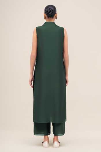 Buy Ampm Green Chanderi, Silk Organza Shawl Neck Rinat Jacket Palazzo Set Online at Aza Fashions Buy_Ampm_Green Chanderi, Silk Organza Shawl Neck Rinat Jacket Palazzo Set _Online_at_Aza_Fashions