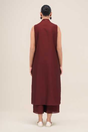 Buy Ampm Red , , Chanderi, Shawl Neck Rinat Jacket Palazzo Set Online at Aza Fashions Buy_Ampm_Red , , Chanderi, Shawl Neck Rinat Jacket Palazzo Set _Online_at_Aza_Fashions