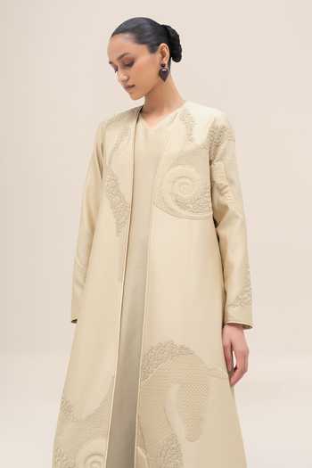 Buy_Ampm_Ivory Chanderi Open Neck Aayat Abaya And Inner Set 