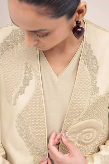 Shop_Ampm_Ivory Chanderi Open Neck Aayat Abaya And Inner Set 