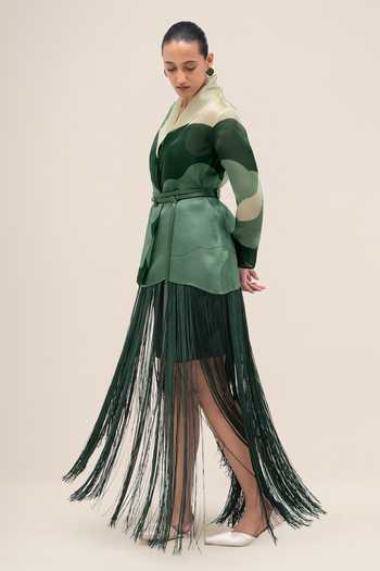 Ampm_Green Hania Fringe Skirt _Online_at_Aza_Fashions