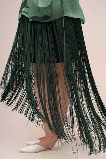 Buy_Ampm_Green Hania Fringe Skirt _Online_at_Aza_Fashions