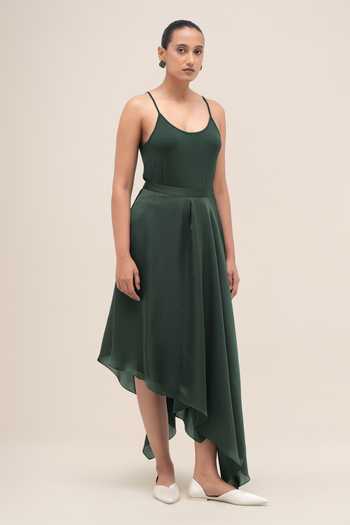 Shop_Ampm_Green Organza, Satin Rysa Skirt _Online_at_Aza_Fashions