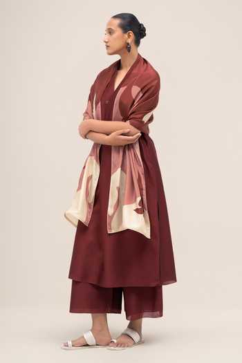 Ampm_Red Nazr Scarf _Online_at_Aza_Fashions