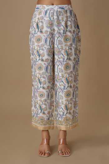 Buy_Sheeshakari_Pink Silk Split V-neck Mirror Embroidered Kurta Set _Online_at_Aza_Fashions
