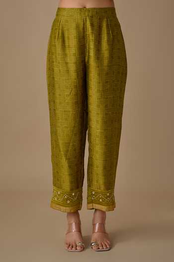 Buy Sheeshakari Cream Silk V-neck Floral Yoke Embroidered Kurta Set Online at Aza Fashions Buy_Sheeshakari_Cream Silk V-neck Floral Yoke Embroidered Kurta Set _Online_at_Aza_Fashions