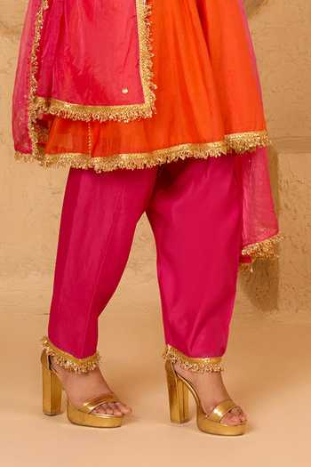 saina kapoor Orange Cotton, Organza, Chanderi, Viscose Round Embroidered Anarkali Salwar Set Online at Aza Fashions saina kapoor_Orange Cotton, Organza, Chanderi, Viscose Round Embroidered Anarkali Salwar Set _Online_at_Aza_Fashions