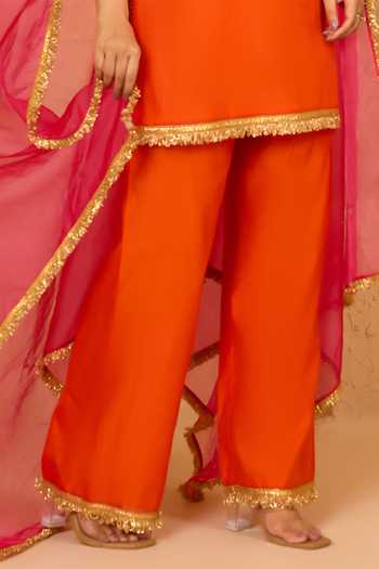saina kapoor Orange Cotton, Organza, Chanderi, Viscose Gota Patti Embroidered Kurta Set Online at Aza Fashions saina kapoor_Orange Cotton, Organza, Chanderi, Viscose Gota Patti Embroidered Kurta Set _Online_at_Aza_Fashions
