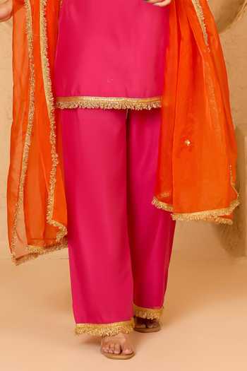 saina kapoor Fuchsia Cotton, Organza, Chanderi, Viscose Sequin Embroidered Kurta Pant Set Online at Aza Fashions saina kapoor_Fuchsia Cotton, Organza, Chanderi, Viscose Sequin Embroidered Kurta Pant Set _Online_at_Aza_Fashions