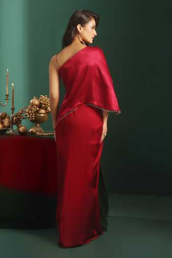 Rishi And Soujit One Shoulder Embroidered Top With Skirt 
