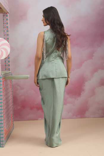 Rishi And Soujit Embroidered Long Top & Skirt Set 