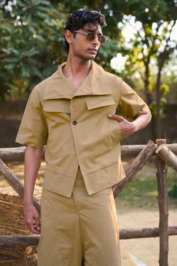 Dash and Dot Architectural Collar Poplin Shirt 