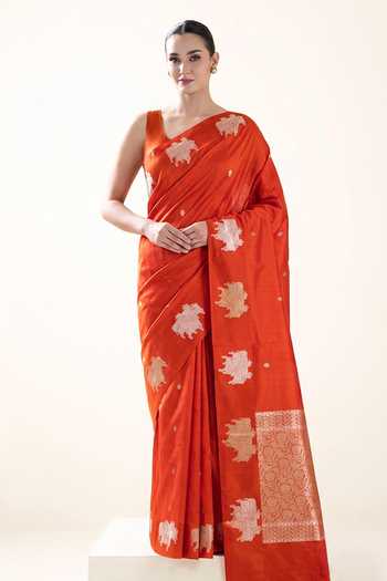 Sacred Weaves Silk Animal Woven Saree 