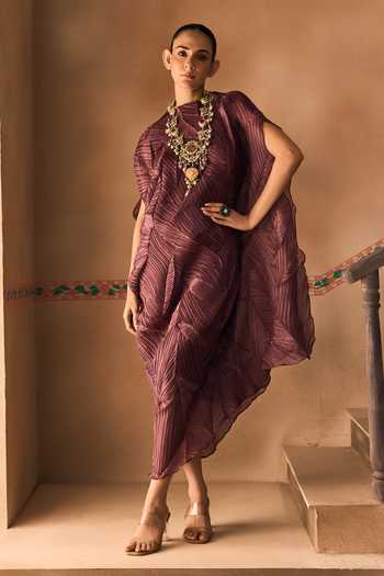 1999ad By Amita & Deepak Marshala Crushed Organza Draped Dress Set