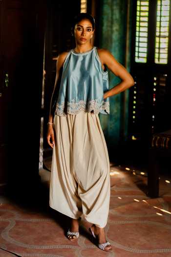 Deep Thee Embroidered Tunic & Draped Pant Set