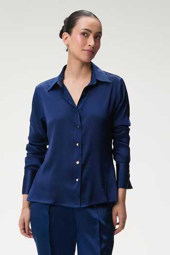 Tara And I Midnight Blue Silk Shirt