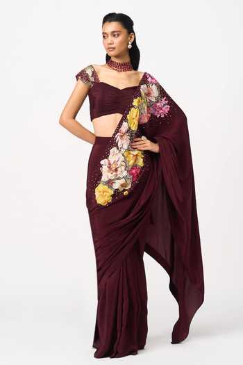 Issa Studio By Chetana & Swathi Nahiraa Printed Pre-Draped Saree With Blouse 