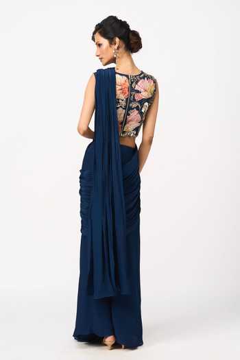 Issa Studio By Chetana & Swathi Nalani Pre-Draped Saree With Embroidered Blouse 