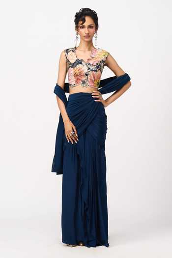 Issa Studio By Chetana & Swathi Nalani Pre-Draped Saree With Embroidered Blouse 