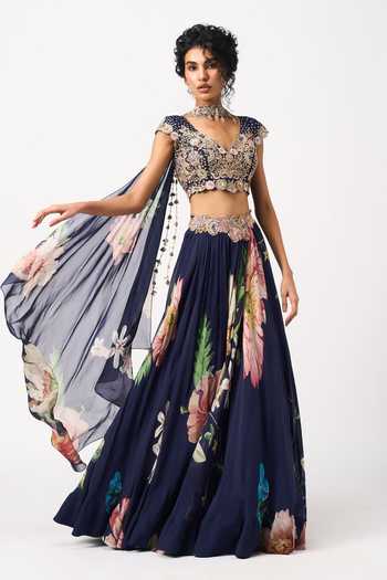Issa Studio By Chetana & Swathi Sahika Floral Print Lehenga Set 