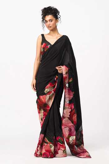 Issa Studio By Chetana & Swathi Shia Printed Saree With Blouse 