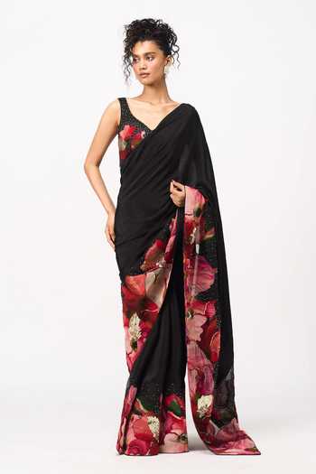 Issa Studio By Chetana & Swathi Shia Printed Saree With Blouse 