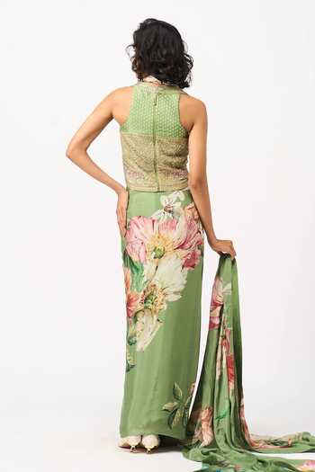 Issa Studio By Chetana & Swathi Tejal Printed Draped Skirt Set 