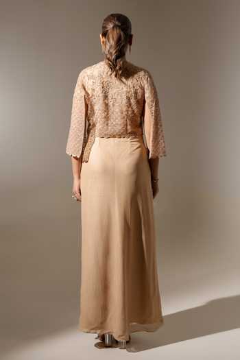 K-Anshika Embroidered Jacket With Draped Gown 