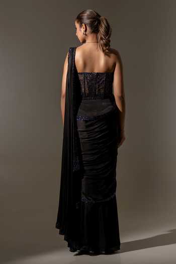 K-Anshika Draped Saree With Embellished Blouse 