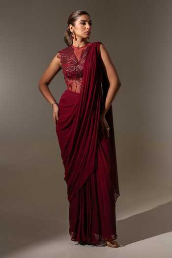K-Anshika Embroidered Draped Saree Gown 