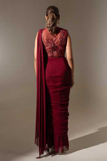 K-Anshika Embroidered Draped Saree Gown 