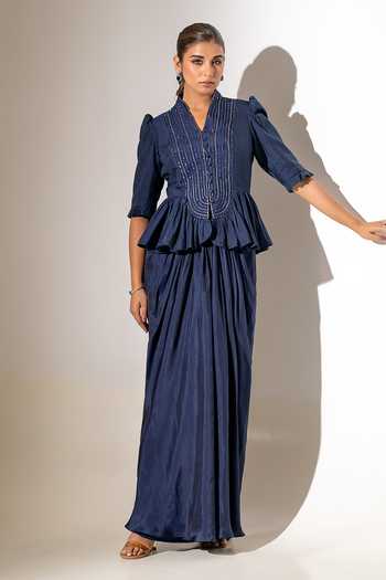 K-Anshika Embroidered Peplum Top & Skirt Set 