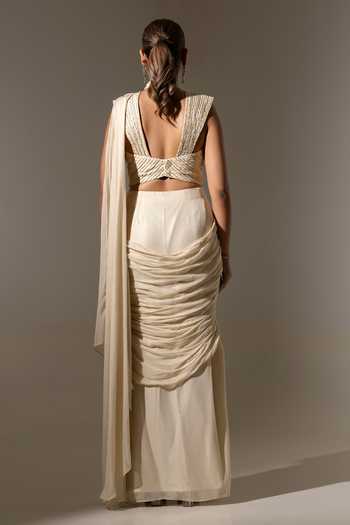 K-Anshika Draped Saree With Embellished Blouse 
