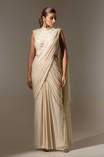 K-Anshika Draped Saree With Embellished Blouse 