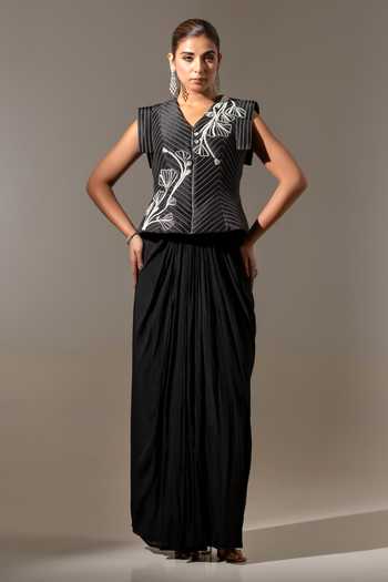 K-Anshika Embroidered Jacket & Skirt Set 