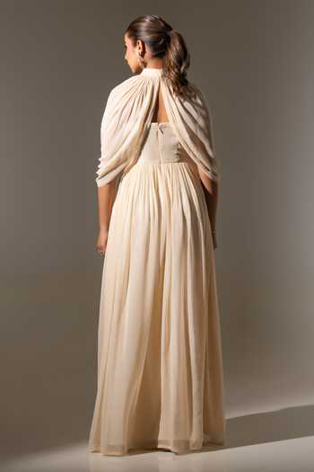 K-Anshika Gathered Cape & Flowing Gown Set 