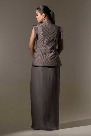 K-Anshika Structured Jacket With Pleated Skirt 