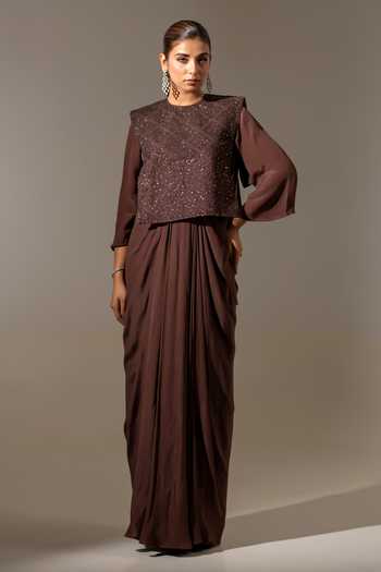 K-Anshika Draped Gown & Jacket Set 