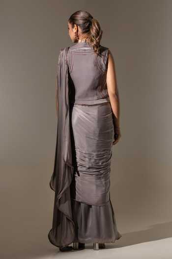 K-Anshika Pre-Draped Saree & Cutout Blouse Set 